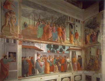 ブランカッチ礼拝堂のフレスコ画左ビュー クリスチャン クアトロチェント ルネサンス マサッチオ Oil Paintings